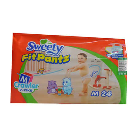 Sweety Fit Pantz Baby Diaper (Pant System)  Crawler M (7-12 kg)