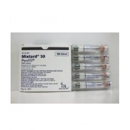 Mixtard 50, 100 UI Penill  (5 Cartridge)